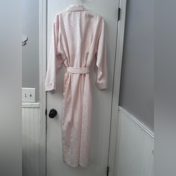 Oscar de la Renta L Pink Label Robe & Nightgown Set Satin Floral Jacquard - Picture 12 of 13